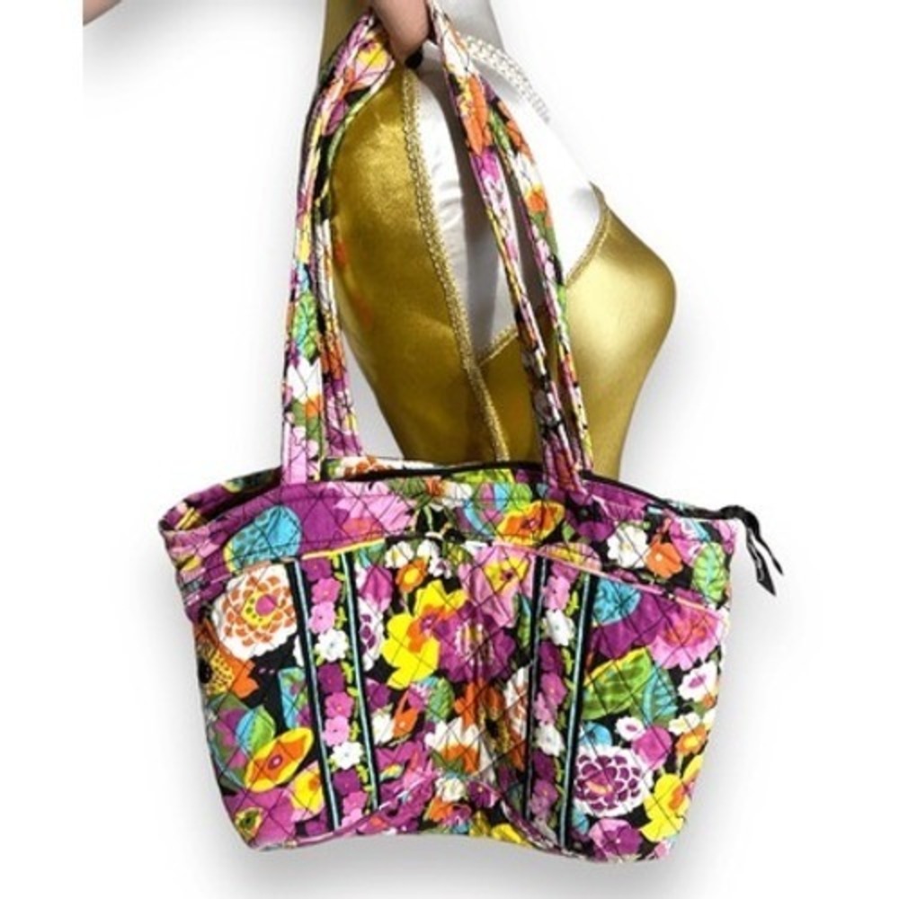 Y2K‎ Vera Bradley Va Va Bloom Purple Quilted Floral Cotton Shoulder Bag Boho90s - Picture 3 of 6